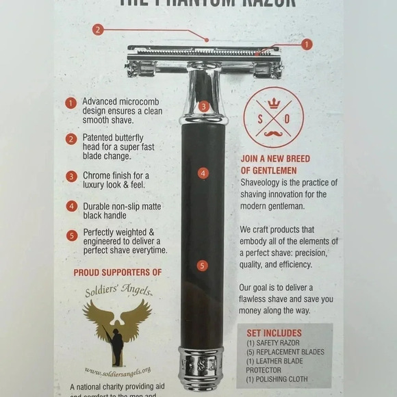 SHAVEOLOGY | men’s The Phantom Razor, kit. - Picture 7 of 16